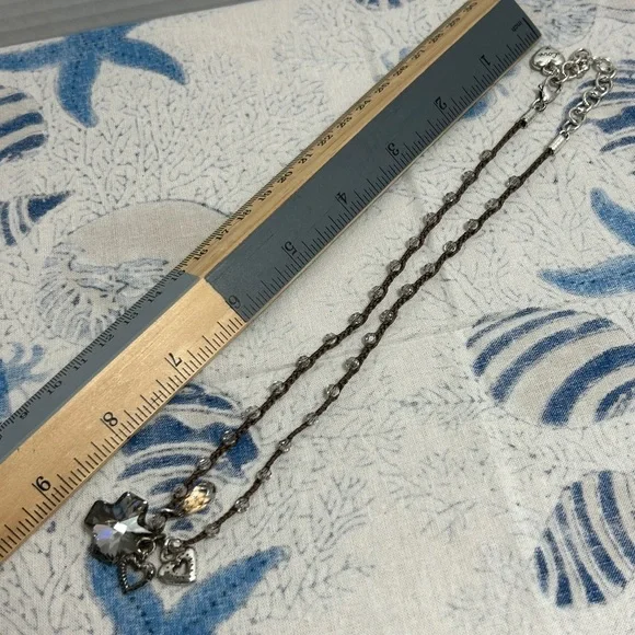 Brighton Karma Crystal Cross Necklace Silver Plated Braided Brown Beaded 17" - Picture 10 of 11